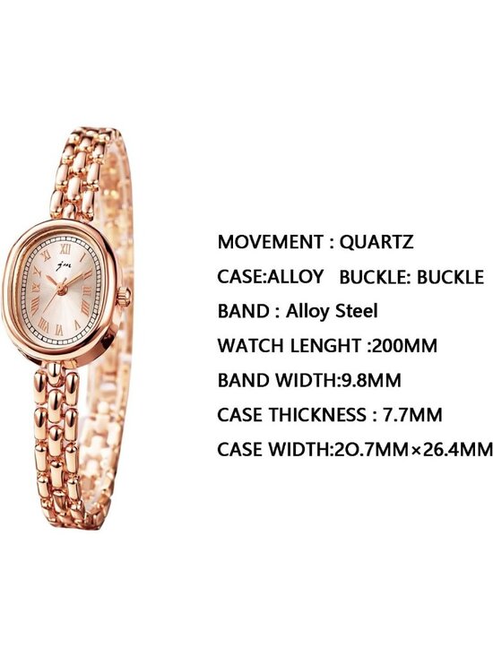 Elegant Women\'s Small Face Oval Quartz Watch | Slim Metal Link Band, Gold/Silver